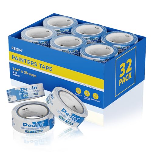 32Roll Blue Painters Tape 1.5 Inch Wide Bulk Masking Paint Tape 1.41inx55yd (5280 Foot)