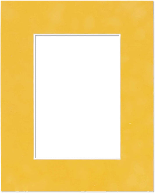 11x14 Mat Bevel Cut for 8.5x11 Photos - Acid Free Sunrise Yellow Suede Precut Matboard - For Pictures, Photos, Framing - 4-ply Thickness