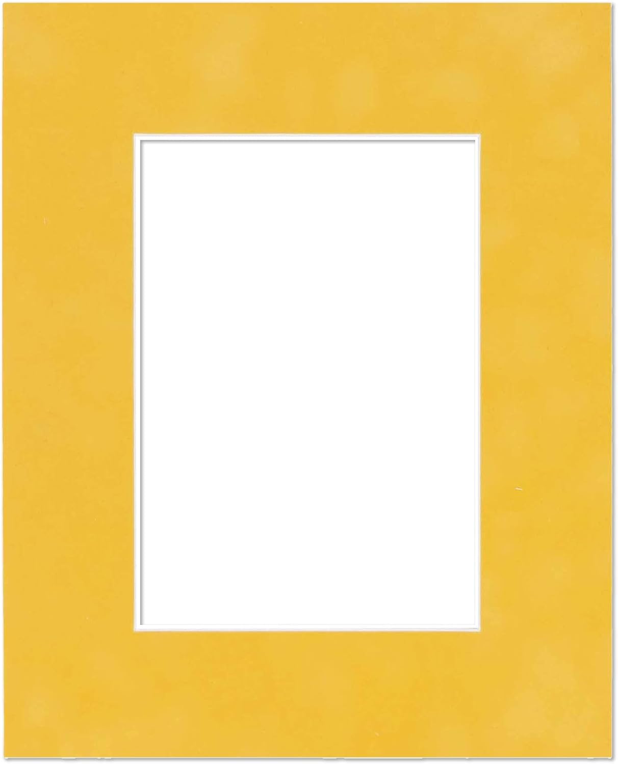 Pack of Ten 8x10 Mats Bevel Cut for 6x8 Photos - Acid Free Sunrise Yellow Suede Precut Matboards for Pictures, Photos, Framing - 4-ply Thickness