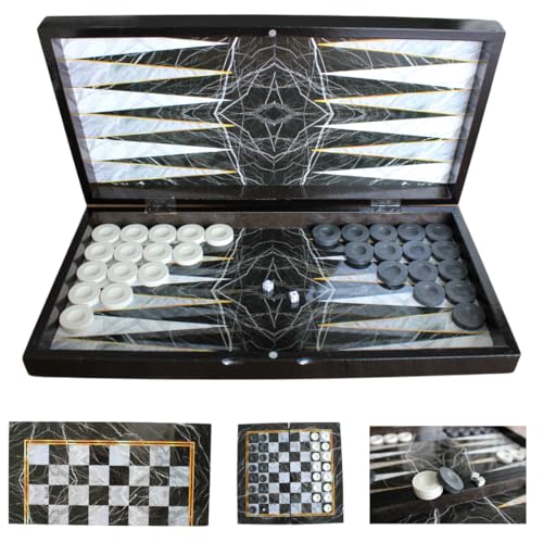 Park&Oz Premium Turkish Backgammon and Checkers Set 19 Inch Handmade 2 in 1 Wooden Board Game with Glossy Finish Luxury Checkers and Dice Travel Friendly and Foldable