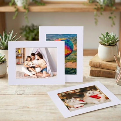 15 Pack White Picture Mats 8.5x11 for 6x8 Photos