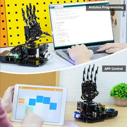 Robot Hand with Arduino Open Source AI Bionic Robotic Hand Five Fingers Solely Movement Mechanical Arm DIY Smart Robot & Engineering Kits
