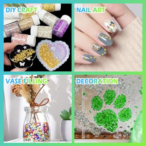 12 Colors Crushed Glass Irregular Glitter (4.23 Ounce)