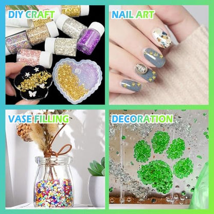 12 Colors Crushed Glass Irregular Glitter (4.23 Ounce)