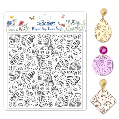 Bohemian Graphics Polymer Clay Texture Sheets Doodle Style Silicone Texture Stamp Clay Texture Mat Modeling Pattern Pad Sheets for Jewelry and Earrings Tools