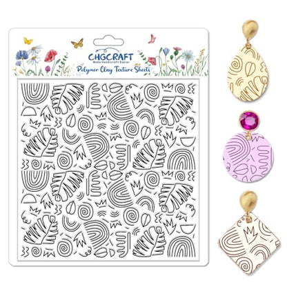 Bohemian Graphics Polymer Clay Texture Sheets Doodle Style Silicone Texture Stamp Clay Texture Mat Modeling Pattern Pad Sheets for Jewelry and Earrings Tools