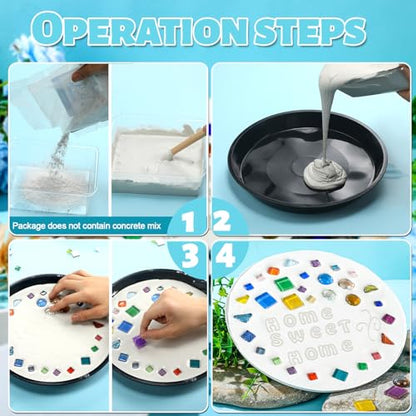 5 Pcs 3 Size Stepping Stone Kit for DIY Outdoor Garden Stepping Stone Includes Cement Molds Mosaic Tiles and Concrete Letter Stamps No Concrete Mix (5 Count)
