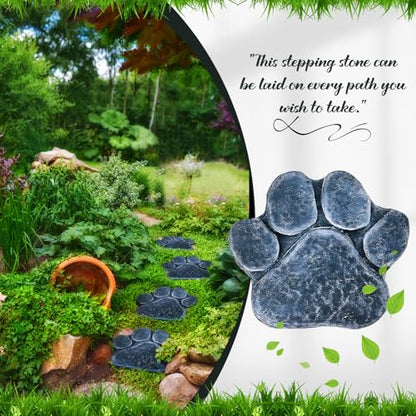 3 Pieces Dog Paw Garden Stepping Stones Garden Decor Cast Irons Dog Rocks Rustic Outdoor Stones Decorative Stone for Garden Walkway Outdoor Decoration (3 Count)