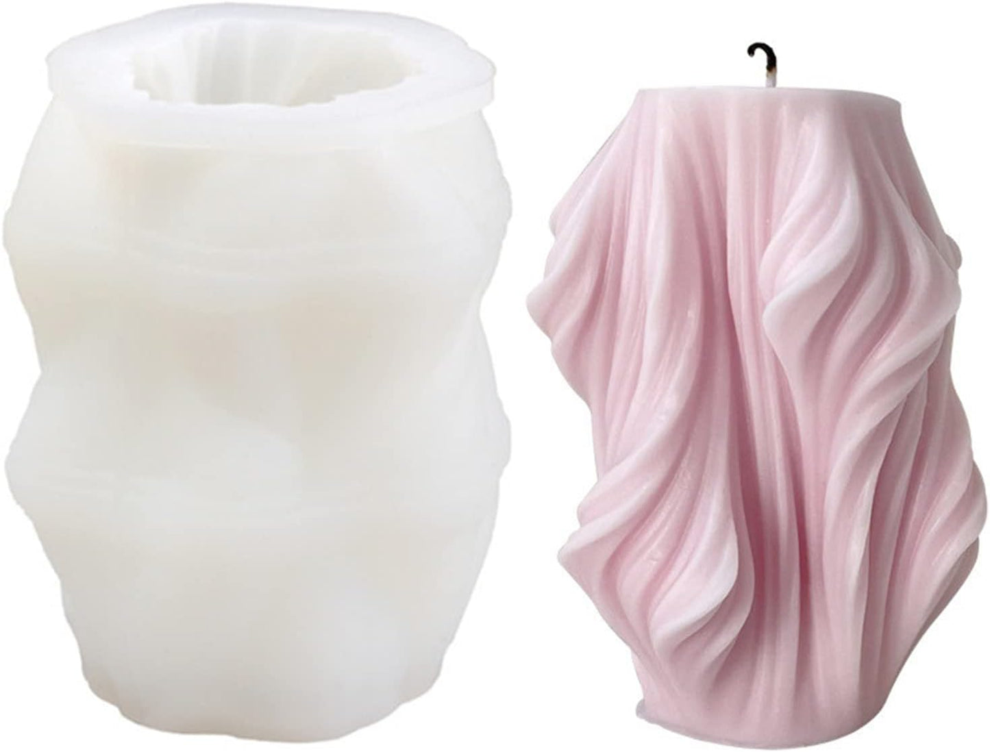 Carved Wavy Candle Mold Geometric Irregular Silicone Candle Soap Mold Fondant Chocolate Candy Cake Mould Plaster Clay Mold for Abstract Art Home Decor Tool