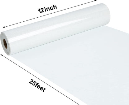 FUNKAKA Glitter White HTV Heat Transfer Vinyl Rolls, 12" x 25ft PU Iron on Vinyl for T-Shirt White Glitter HTV Vinyl for All Cutter Machines Easy to Cut & Weed for Heat Vinyl Design