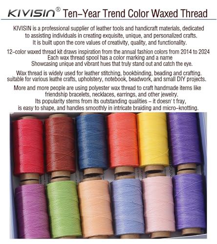 12 Multicolor Round Waxed Thread (12 Color)