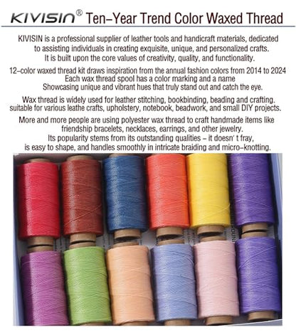 12 Multicolor Round Waxed Thread (12 Color)
