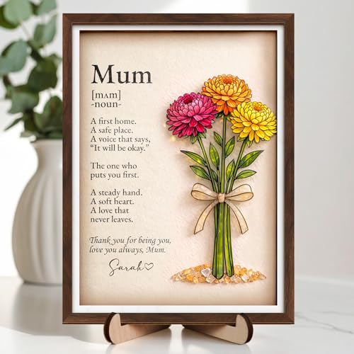 Personalized Birthday Gift for Women Birth Flower Plaque