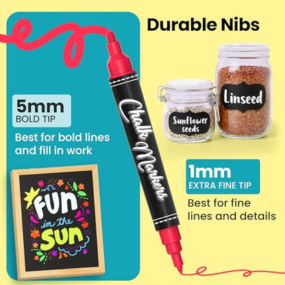 40 Dual Tip Liquid Chalk Markers for Blackboard