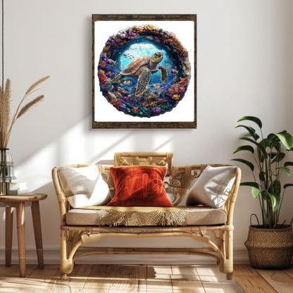 3D Cute Sea Turtle Puzzles Coral Ocean Fish Colorful Puzzle 295 Pieces Wooden Puzzles Adults Birthday Gifts for Women Men 13.4x13.4in (295 Count)