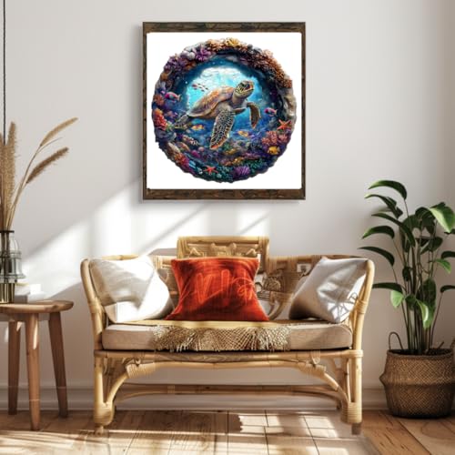 3D Cute Sea Turtle Puzzles Coral Ocean Fish Colorful Puzzle Adults Gifts for Women Men Wooden 100 Pieces 8.5x8.5in (100 Count)