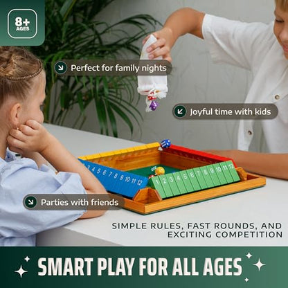 Large Shut The Box Game Wooden for 4 Players