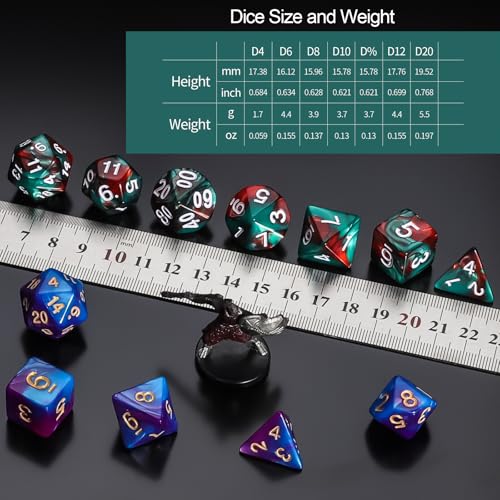42 Pcs (6 X 7) Polyhedral Dice - 6 Sets DND Dice + 6 Drawstring Bags (42 Count)