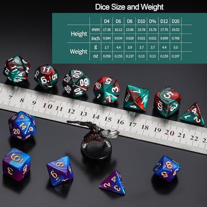 42 Pcs (6 X 7) Polyhedral Dice - 6 Sets DND Dice + 6 Drawstring Bags (42 Count)