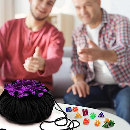 Large Dice Bag with Pockets Big Capacity Dice Bag Drawstring Pouch