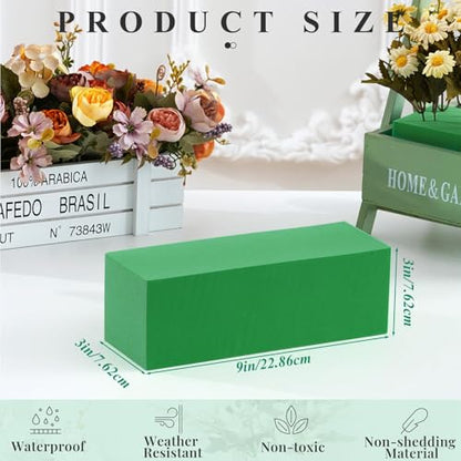 8 Pcs Reusable Floral Foam Blocks 9 x 3 x 3 Water Weather Resistant Dry Floral Foam for Artificial Flower Arrangements Outdoor Flower Boxes Outside Hanging Planters Wedding Home Decor