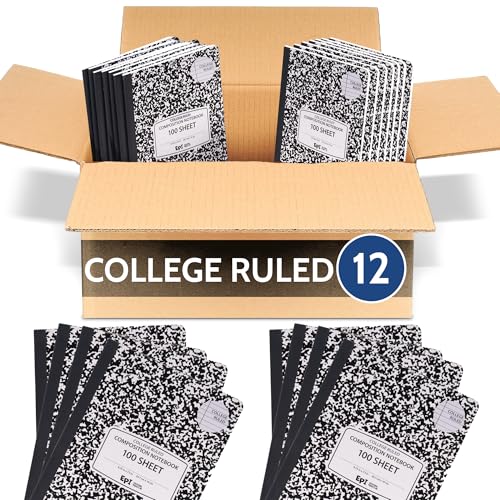 12 Pack EPI College Ruled Composition Notebook Black (12 Count)