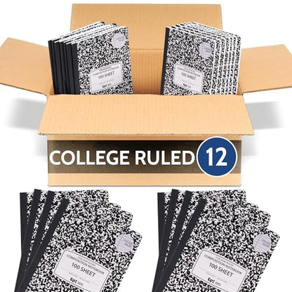 12 Pack EPI College Ruled Composition Notebook Black (12 Count)