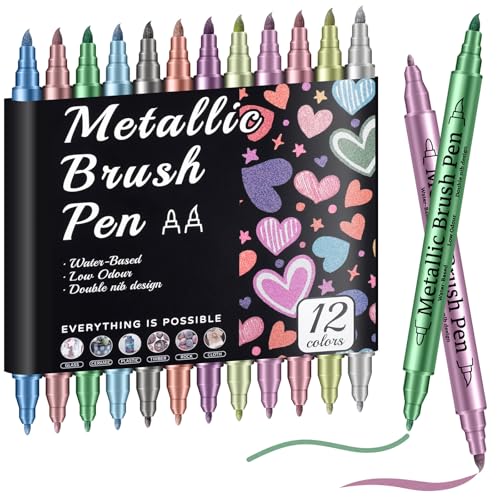 12 Pack Dual Tip Metallic Markers