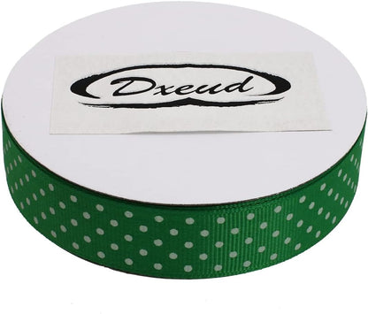 Polka Dot Grosgrain Ribbon 25 Yard Each Roll 100% Polyester (3/4", Green) - Crafty Corner