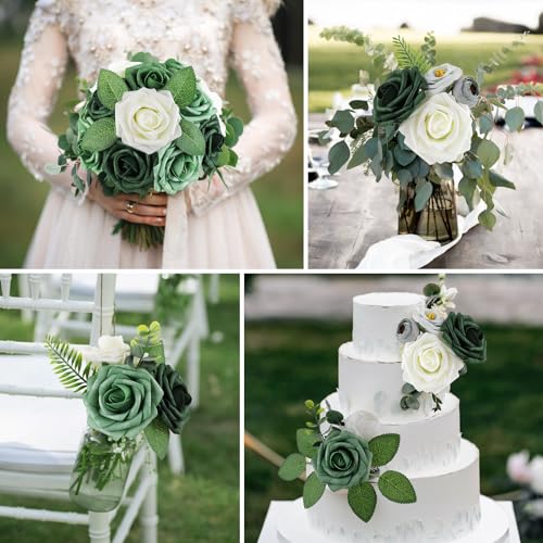 Forest Shades Rose 25pcs Real Looking Artificial Flowers w