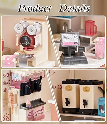 Bubble Tea Shop DIY Miniature House Kit with Light