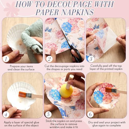 20 Pack Decoupage Napkins Floral Cocktail Decorative Paper Napkins (20 Count)