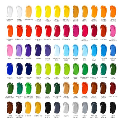 72 x 21ml Heavy Body Acrylic Paint Set with 3 Brushes (51.1268 Fl Oz)