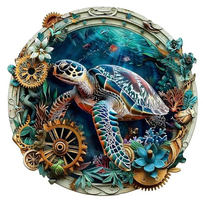 Embossed Turtle Puzzles Adults Gifts for Women Men Wooden 200 Pieces 11.4 * 11.3in (190 Count)
