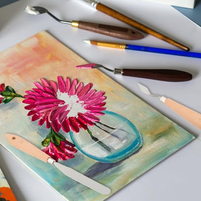 Art Spatula No.1 13mm Stainless Steel Flexible Palette Knife Painting Knife Painting Spatula Oil Painting Mixing Scraper with Wood Handle for Canvas Acrylic Painting
