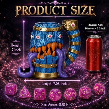 Dice Tower Mug DND Dice Rolling Tower with 7 PCS Dice Set