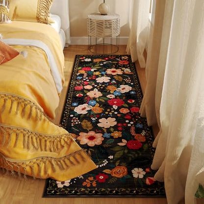 Runner Rug for Hallways Kitchen Rug Non Slip 2'x 6' Washable Runner Rugs with Rubber Backing Soft Floral Carpet Runner for Hallways