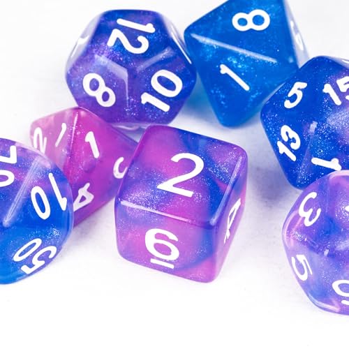 7 Die DND Dice Set Polyhedral Dice Set with a Leather Dice Bag (7 Count)