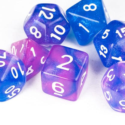 7 Die DND Dice Set Polyhedral Dice Set with a Leather Dice Bag (7 Count)