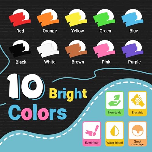 Window Chalk Markers for Glass Washable (10 Count)