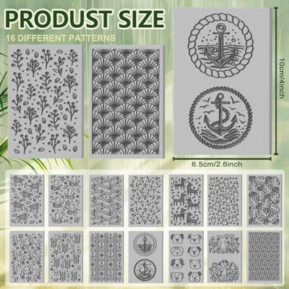 16 Sheets Animal and Plant Clay Texture Mat Ocean Polymer Clay Texture Sheets DIY Tools for Pottery Earring Jewelry Making Stamp Engraving Machines