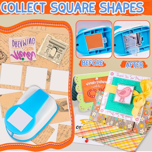 Square Punch Square Hole Punch for Crafts Squares Paper Punches for Crafting Squares Puncher for Scrapbooking 1.5 inch Shape Hole Puncher