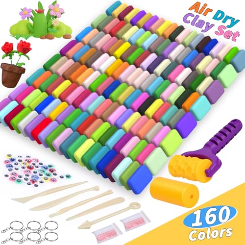 254 Pcs Air Dry Clay 160 Colors Modeling Model Magic Clay for DIY Molding Starter Kit with Sculpting Tools (254 Count)