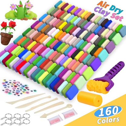 254 Pcs Air Dry Clay 160 Colors Modeling Model Magic Clay for DIY Molding Starter Kit with Sculpting Tools (254 Count)