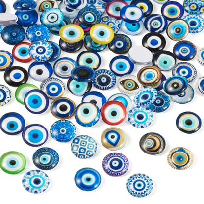 100Pcs Evil Eye Glass Cabochons for Jewelry Making (100 Count)