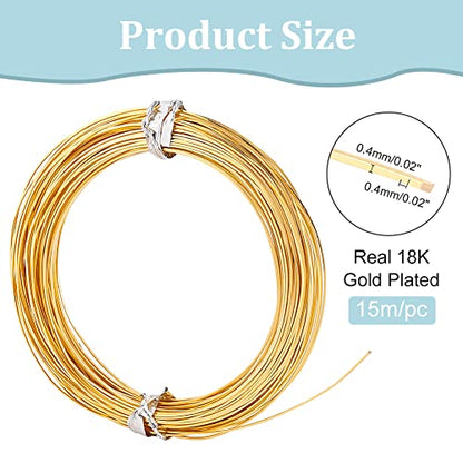 26Gague 49.2 Feet Real 18K Gold Plated Square Brass Wire