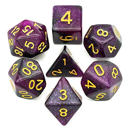 7 Die DND Dice Set Polyhedral Dice Set with a Leather Dice Bag (7 Count)