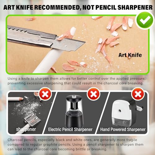 White Charcoal Pencils Drawing Set (6 Count)