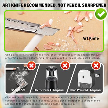 White Charcoal Pencils Drawing Set (6 Count)