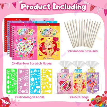 24 Pack Rainbow Scratch Notebook Art Party Favors for Kids